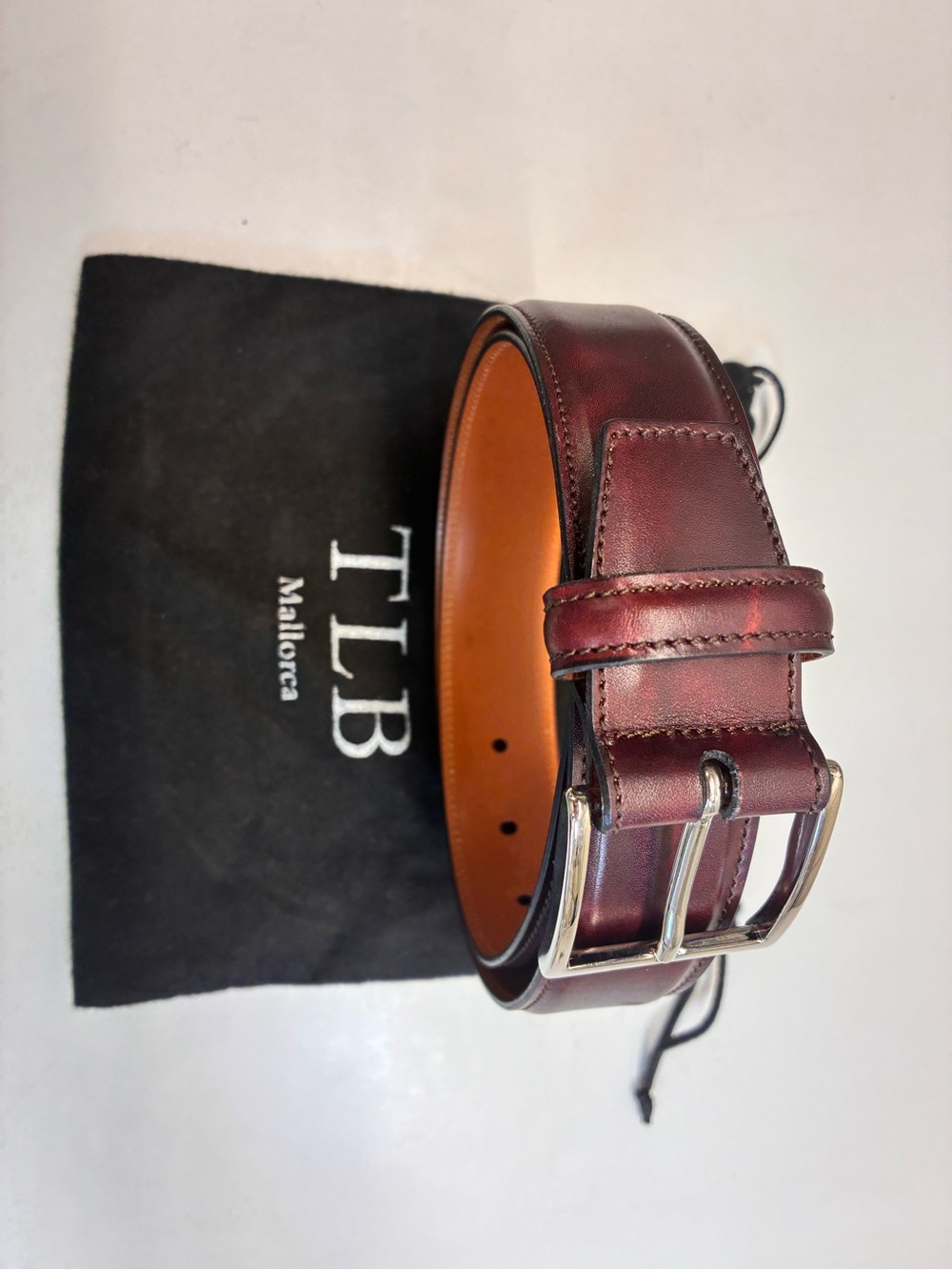 Museum Calf Leather Burgundy Men's Belt